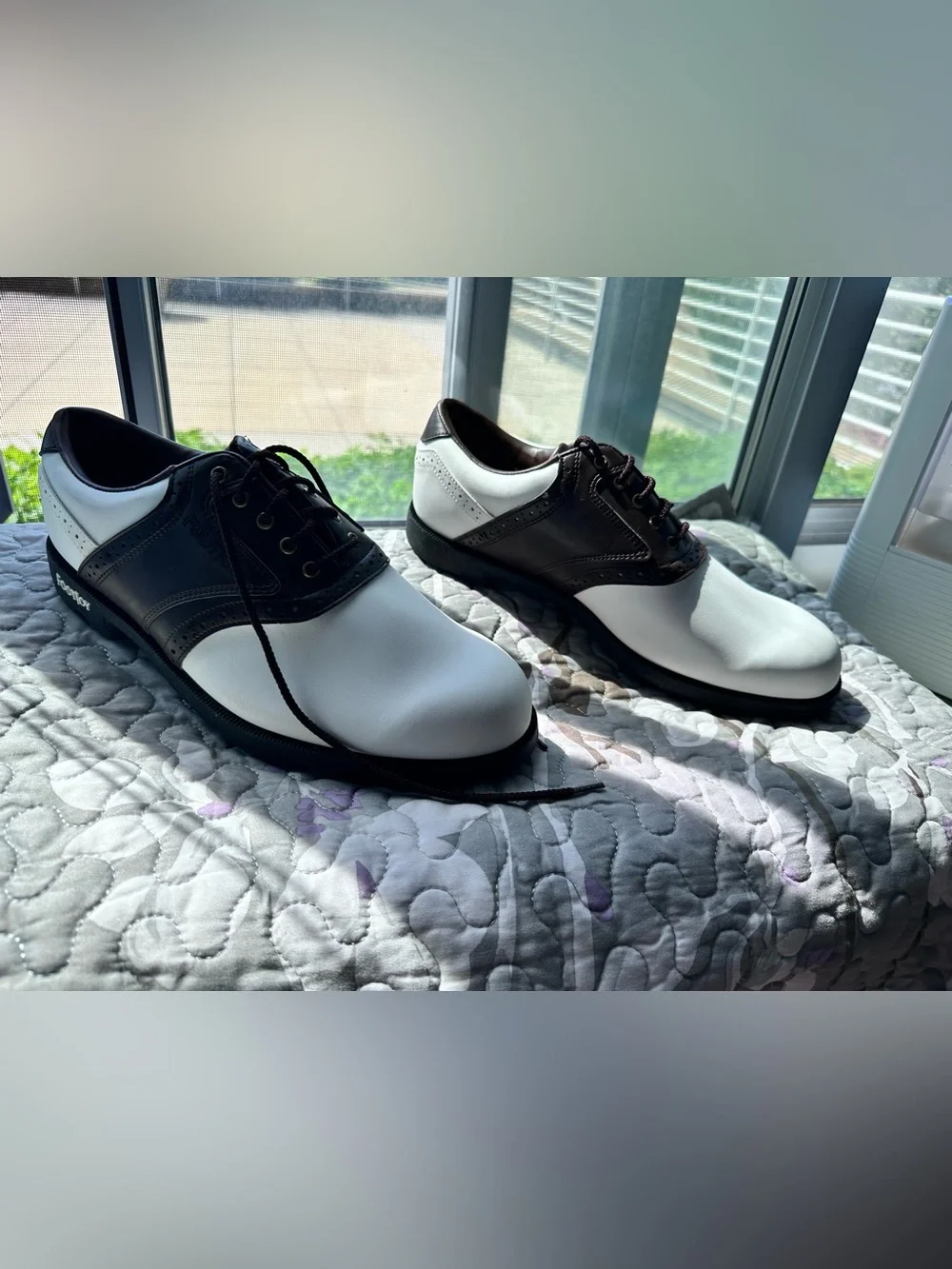 FootJoy Men’s White and Brown Two-Tone Golf Oxfords